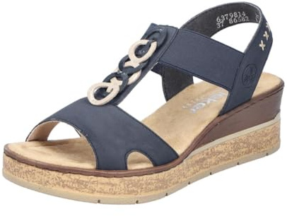 Rieker Femme 63798 Sandales compensées, Bleu, 42 EU