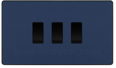 BG Evolve Matt Blue 3 Gang Triple Light Switch Double Format