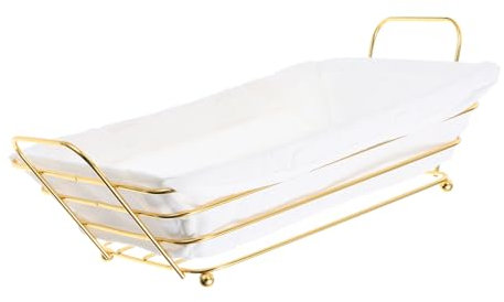 Gatuida Gold Metal Bread Basket Wire Storage Basket Removable Liner for Kitchen Fruit and Pantry Organization Rectangular Iron Wire Organizer for Dining Table