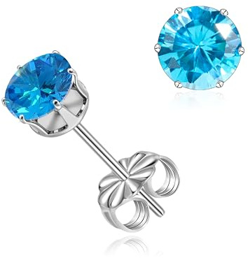 limerencia Titan Ohrringe Hypoallergen F136 Implantat Qualität Ohrstecker Runde Zirkonia 6 Prong Ohrstecker für Frauen und Männer mit empfindlichen Ohren