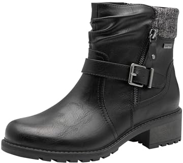 Jana Dam stövel Flat Tex + Vegan modestövlar, svart, 42 EU
