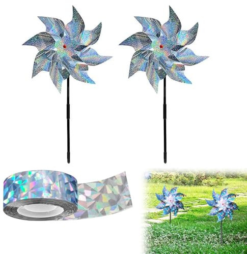 Repelente de Palomas Exterior, Molino de Viento Reflectante, Molinos de Viento para Balcón, Molinillo de Viento para Jardin, Ahuyenta Palomas, Molinillos de Viento, Espanta Pajaros Exterior, 3 PCS