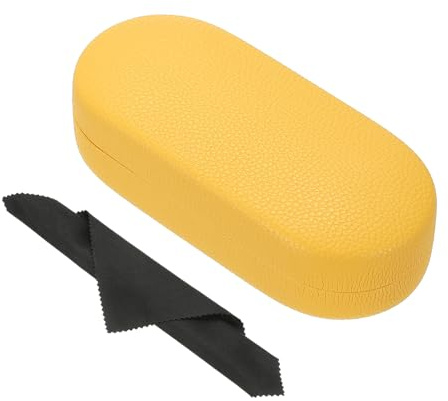 PATIKIL Hårt skal glasögonfodral, PU-läder stora glasögonfodral Litchi korn skyddande solglasögon organiserare för kvinnor män, gUL, 6.7 x 2.8 x 2 inch