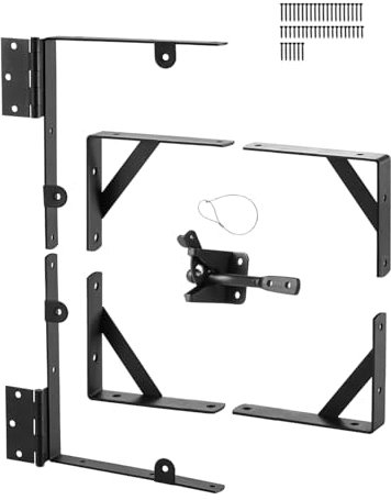 VEVOR Support d'angle de portail anti-affaissement en fer, kit quincaillerie de cadre porte, avec corde de verrouillage à loquet, loquet de verrouillage, pour porte hangar, portail de corral, noir