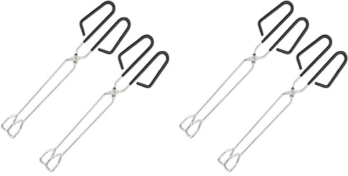 Relaxdays Grillzange 2er Set, Edelstahl, Rutschfester Griff, Scherenzange für Grill & Küche, 33 cm lang, Silber/schwarz (Packung mit 2)