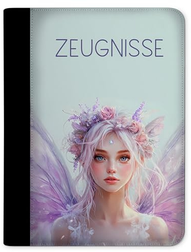 CreaDesign Zeugnismappe A4 – Fee Lila – für Mädchen – Dokumentenmappe mit 10 Klarsichthüllen