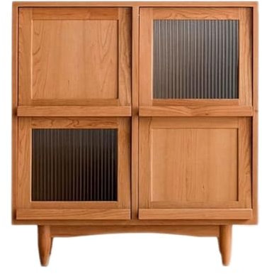 GLigeT Bücherregal Bodenstehendes Bücherregal mit Füßen, Aufbewahrungsregal aus Holz mit Vier Fächern und Glastür mit Klappdeckel, for Aufbewahrungsregal im Wohnzimmer, Büro, Arbeitszimmer Bücherturm