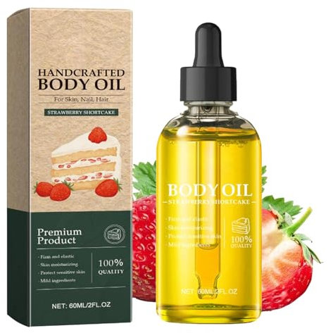 Vanilla Rose Body Oil, Handcrafted Premium Grade Oil for Skin and Hair, Body Oils for Women, Body Oil After Shower, Nourishing Hair Care and Body Oil, Nourishing Skin (Strawberries, 60ml)