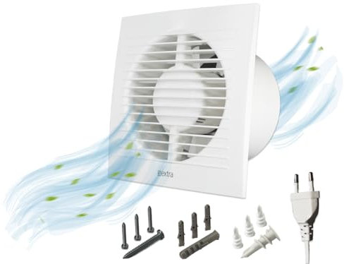 H&C VENT Ventilateur de salle de bain, diamètre : 125 mm, avec capteur d'humidité, minuterie, IPX4, 16 W, 150 m³/h, 36 dB, pour salle de bain, cuisine, garage, serre, pour salle de bain, cuisine