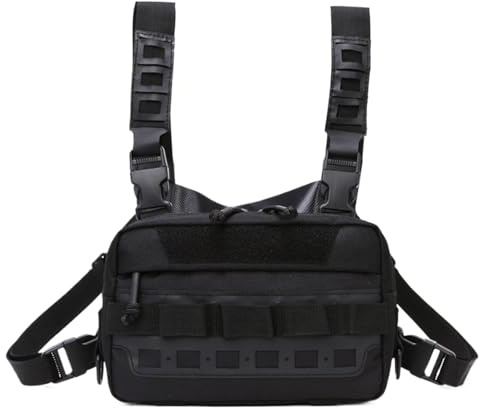 Fishing Chest Rig Bag, Multifunktionale Brusttasche, Einstellbare Wasserdicht, Große Kapazität Gear Mit Aufbewahrung, Jagd-Rig für Outdoor, Reisen, Geschenk, Schwarz, Einzelnes Attribut, Refer to