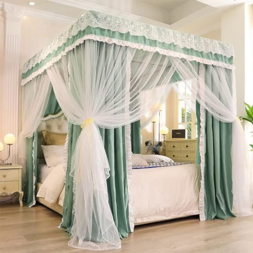 GTATBTG Moskitonetz-Vorhang für Bett, 4 Eckpfosten, Baldachin für Doppelbett, Queen-Size-Bett, King-Size-Bett, ideal für Mädchen, Erwachsene und Kinderzimmer