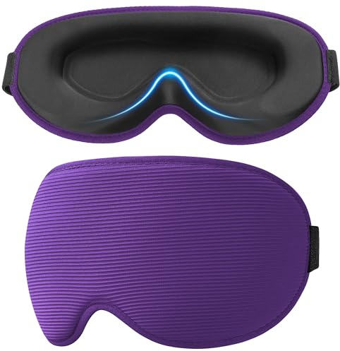 Gritin Mörkläggnings Sovmask för Kvinnor och Män- Ögonmask Utan Ögontryck för Sidosovare, 3D Utskärning, Vänlig mot Ögonrörelser, Ultramjuk och Bekväm Ögonbindel - Öronproppar Ingår