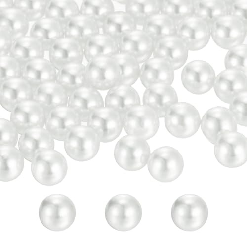 QUARKZMAN 1100 Stück 8mm Weiße Perlenkugeln ABS Faux Perlen Vasenfüller 300g Ornamentfüller für Handwerk Mittelstücke Schmuckherstellung Aquarium Dekoration