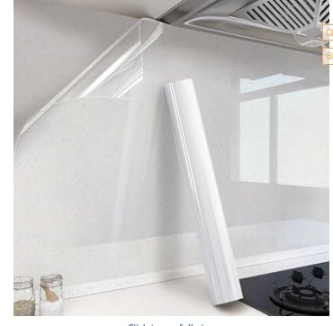 Clear Contact Paper Roll Self-Adhesive Kitchen Backsplash Wall Protector 17.7in X 16ft - Waterproof, Oil-Proof, Scratch-Resistant for Countertop, Shelf Liner, Refrigerator Wrap, Furniture Protection