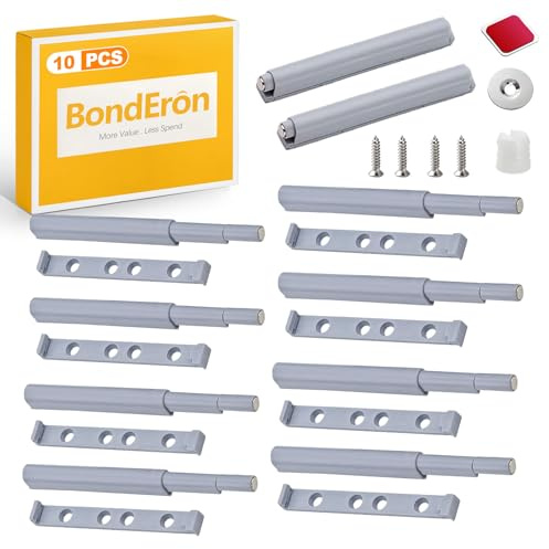 BondEron 10 Stück Magnetische Push to Open, Drucktüröffner für Schrank Schublade Tür, Tip-On Entriegelungsriegel, Schranktüröffner