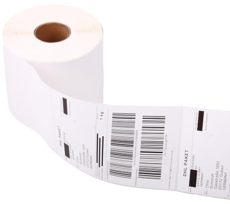 Thermodrucker Etiketten 100x150mm (4x6), 500 Etiketten pro Rolle, Selbstklebende Versandetiketten für Etikettendrucker, Perforiert, BPA-frei, Kompatibel mit DHL, DPD, UPS, GLS, Amazon (10 Rollen)