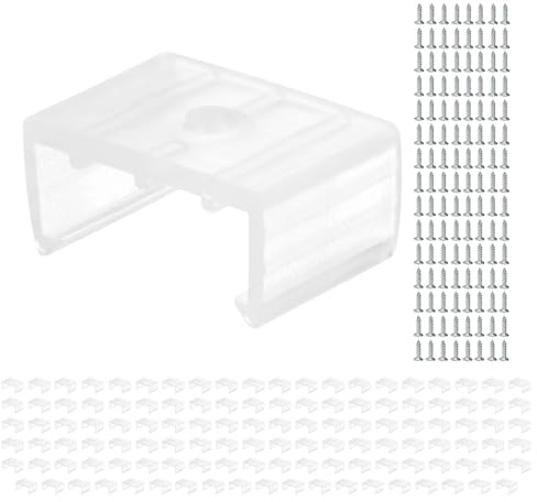 TIXIPEM 120pcs Waterproof LED Strip Light Clips 0.59in, Mounting Clips | with Screws, for 18-20mm LED Neon Flexible Strip Lighting, Neon Signs DIY, Transparent