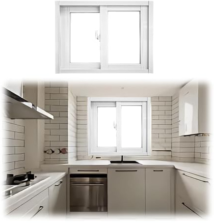Schiebefenster Fenster Horizontales Schiebefenster Window Kellerfenster Ersatzfenster, Oberlicht-Schuppenfenster Mobile Geschäftsschiebefenster für Garagen Geschäft Restaurant Badezimmer(Wit,20x12in)