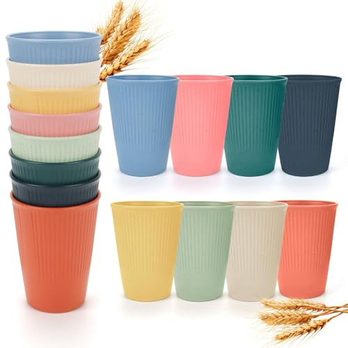 SUPRROW 8 Stück Trinkbecher Set Plastikbecher Mehrweg, Mehrwegbecher Plastikbecher Wiederverwendbar Aus Pp Becher Plastik Bpa Frei Kunststoff Tee Milch Picknicks Camping Mikrowellen Spülmaschinenfest