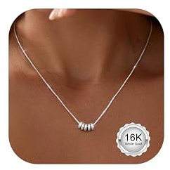 CASSIECA Collier Pendentif Femme Argent Chaine reglable Perles Hypoallergenique Collier Argent Cadeaux De Bijoux