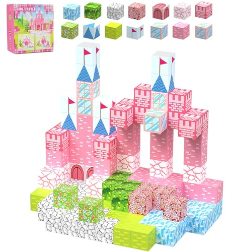 Aevorant Briques magnétiques 128 pièces de Briques magnétiques pour Enfants, Jouets d'extérieur Jeux pour Enfants et Jouets éducatifs- Esprits créatifs, pour 3 Ans et Plus
