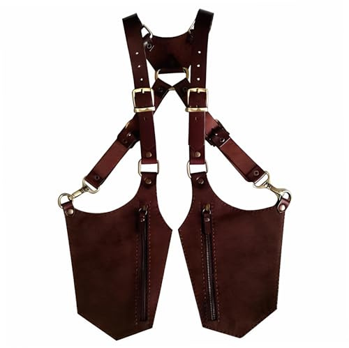 AZIDWERYQ Leder-Schulterholster für Herren, Diebstahlsicher, versteckte Holster-Tasche, verstellbare Vintage-Doppelschulter-Achseltasche für Handy-Geldbörse