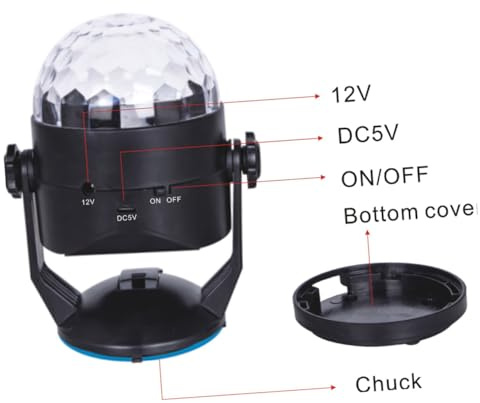 SOPOTUTU Lampe de Scène LED à Ventouse Noire Faisceau Lumineux Stroboscopique Multiclignotant Lumière de Projection de Noël pour Voiture Économie d'Énergie Faible Consommation