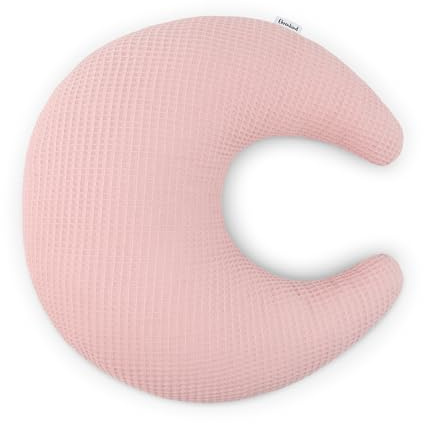 Ehrenkind® Kuschelkissen Mond aus Bio-Baumwolle | Waffelpiqué Dekokissen & Kuschelkissen fürs Kinderzimmer | Atmungsaktiv & formstabil | Rosé