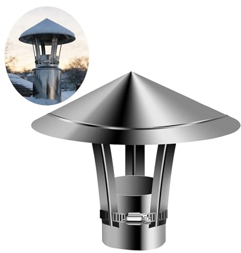 Comignolo Antivento Antipioggia regolabile, Cappello del Camino da Tetto In Acciaio Inox 50-300mm, Cappuccio for Camino con Tubo della Stufa con Strisce Metalliche Regolabili(120mm/4.72in)