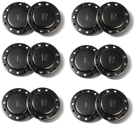 ZHAOYCSH 6 Paar Magnetknöpfe 26mm,Magnetische Druckknöpfe zum Annähen, Magnetverschluss für Kleidung, Windjacken, Taschen & Vorhänge. Ideal für DIY Nähen, Handarbeiten und Handwerk,Schwarz