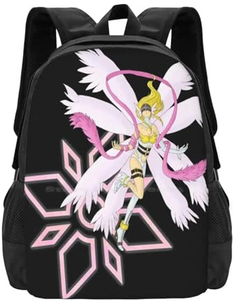 ASDCTYTKO Crest of Light Großkapazität Schulrucksack Laptop-Taschen Hikari Tai Angewomon Light Matt Tk Carri Agumon Gotomon Angemon Pink Festivalgeschenk