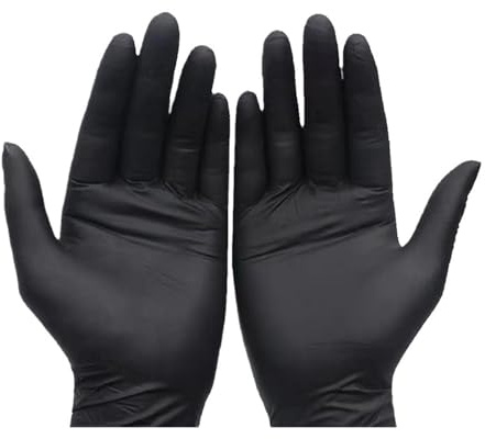 Saharuse Gants En Nitrile Jetables for La Maison, Noirs, for Cuisine, for Le Tatouage, Les Manucures, Nettoyage Des Salons(200 PCS,L-23x11cm)