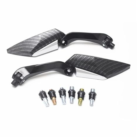 Motorrad Spiegel Motorrad Rückspiegel 8mm 10mm Seitenspiegel Universal Roller E-Bikes Für Chopper Touring CNC Motorradspiegel(Carbon)