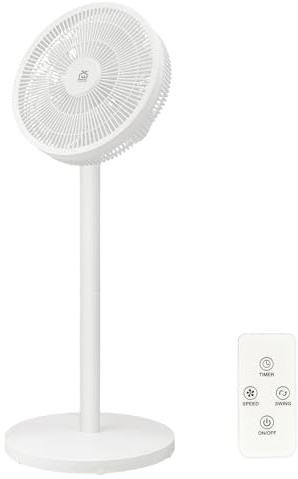 EXTRASTAR Standventilator 3 Windstärken 90° Oszillation, 2in1 Tisch- & Bodenventilator Höhenverstellbar mit Fernbedienung Timer, Lüfter für Wohnzimmer Schlafzimmer Büro Kinderzimmer Sommer, Weiß