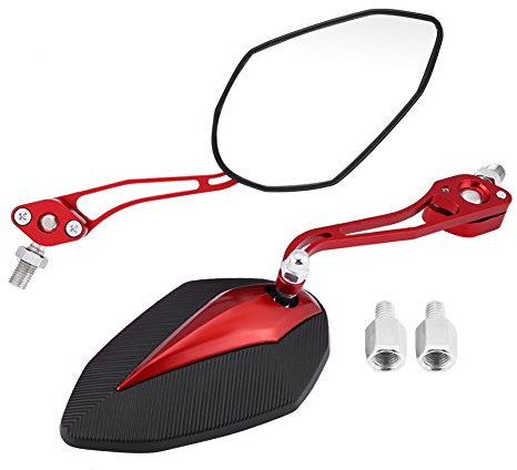 Gorgeri Espejo retrovisor universal de 8 mm y 10 mm para motocicleta, scooter, motocicleta, retrovisor, espejos laterales (rojo) moto espejo rojo