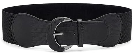 BlackButterfly Large PU Élastique Extensible Boucle Taille Ceinture (Noir, XL)