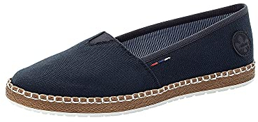 Rieker Damen Flats M2278, Frauen Espadrilles,umflochten,maritim,espandrillos,Espadrillos,Espandrilles,Sommerschuhe,Slipper,blau (14),38 EU / 5 UK