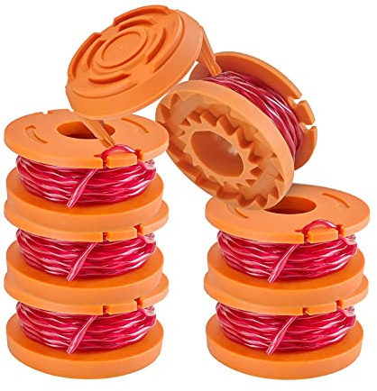 UUBOXS Bobina di Ricambio per decespugliatore Worx,Linea tagliabordi e decespugliatore,WA0004.1/WA0010 Bobine di Filo per WG163 WG180 WG175 WG150 WG160 (6 Bobine + 1 Tappi)