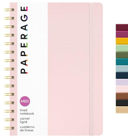 PAPERAGE Lined Spiral Journal Notebook, (Blush), 160 Pages, Hardcover Journal for Women & Men, Medium 5.5 in x 8 in - 100 GSM, Thick Paper, Spiral Notebook for Work, School & Journaling