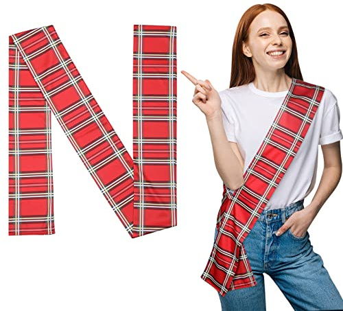 Neer 182,8 cm Sciarpa Scialli Scozzese Sciarpa a Quadri Tradizionale da Notte di Burns Foulard Royal Stewart da Donna (Rosso)