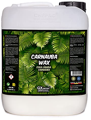 GxDetail Cera Líquida de Carnauba para Coche 5 Litros – Limpieza en Seco - Brillo Profundo y Protección Duradera – Acabado Hidrofóbico y Resistencia UV – Fácil Aplicación y Secado Rápido.