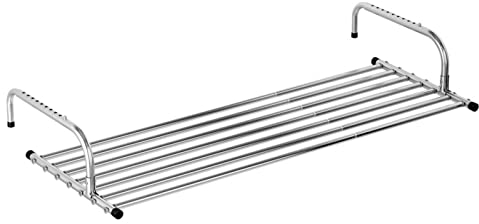 Wandmontierter, ausziehbarer Trockenständer aus Edelstahl - 7 Stangen - Keine Installation erforderlich Für Balkone, Hauswirtschaftsräume, Badezimmer, überall, wo eine Wand vorhanden ist (86-158CM)