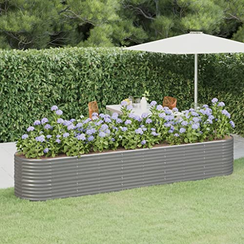 puraday Hochbeete Für Garten 368x80x68 cm Blumenkasten Pflanzkasten Terrasse Pflanzkübel Gemüsebeet Kräuterspirale XXL Hochbeet Metall Hochbeet Stahl Hochbeet Groß XXL Gartenbeet Grau