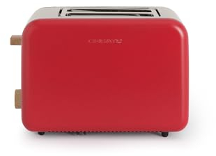 CREATE/TOAST RETRO/Toaster Rot / 6 Leistungsstufen, Krümelschublade, Thermostat, Auftauen, Aufwärmen, 2 breite Scheibenschlitze, 850W