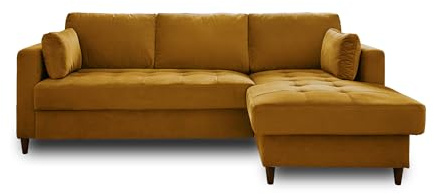 Lisa Design Anna – Ecksofa mit Schlaffunktion – mit Bettkasten – 4-Sitzer – moderner Stil – rechts Gelb