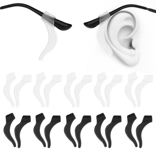 WLLHYF 10 Pair Silicone Glass Ear Cushion Grip for Sunglass,black/white