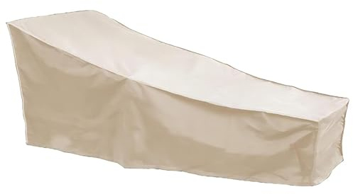 Housse pour Chaise Longue Jardin, Oxford 420D Couverture Bain de Soleil Bâche Transat Anti-UV Anti-Poussière Imperméables protection avec Corde et Boucle, pour Patio Exterieur (Beige,208*76*41/79cm)