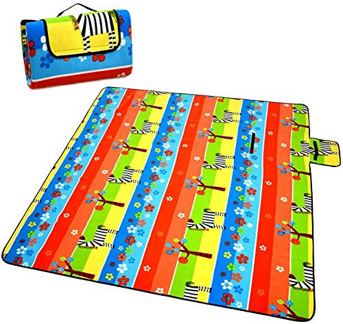 Picknickdecke, Fleece-Wärmedämmung, Stranddecke, Matte, Aluminiumfolie, wasserdicht, sanddicht, tragbar, faltbar, Krabbelmatte, Zebra-Teppich for Kinder, Garten, Gras, Camping, Wandern, Reisen, 200 x