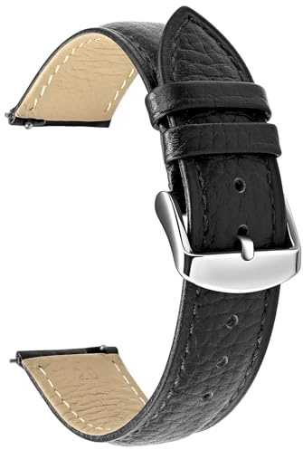 ULLCHRO Uhrenarmband für Herren Uhr aus Echtes Leder, 20mm Uhrenarmband Vintage, Lederarmband Herren Schwarz Retro, Uhrenarmbänder