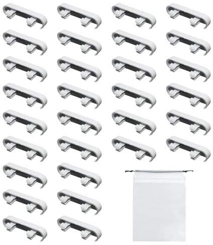 30 Pieces of White Running Hole Decorative Cover, Attached 1 Piece of Storage Bag, Sink Decorative Overflow Cover, Window Drain Cover, Door and Window Accessories.